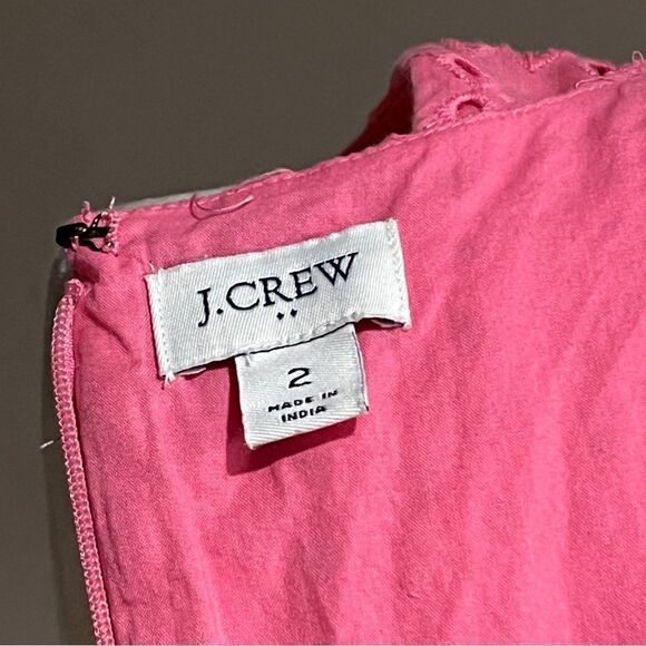 J. Crew Eyelet-embroidered tiered pink scoop neck sleeveless midi dress - Picture 11 of 13